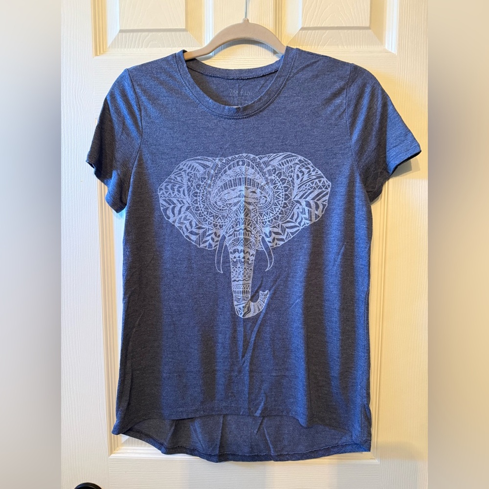 Zoe + Liv Navy Elephant Graphic Tee